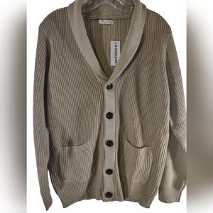 Coofandy brown knitted sweater cardigan size medium